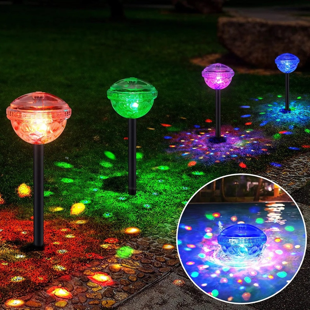 Ultra Luma Lights Solar 8 Colors Solar Pathway Lights- LED Waterproof -4 Pack